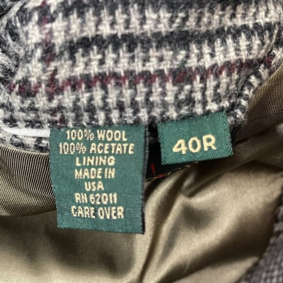 Vtg J. Crew Plaid‎ Blazer Men's 40R Gray Sport Coat 100% Wool Jacket Career USA - Picture 10 of 13